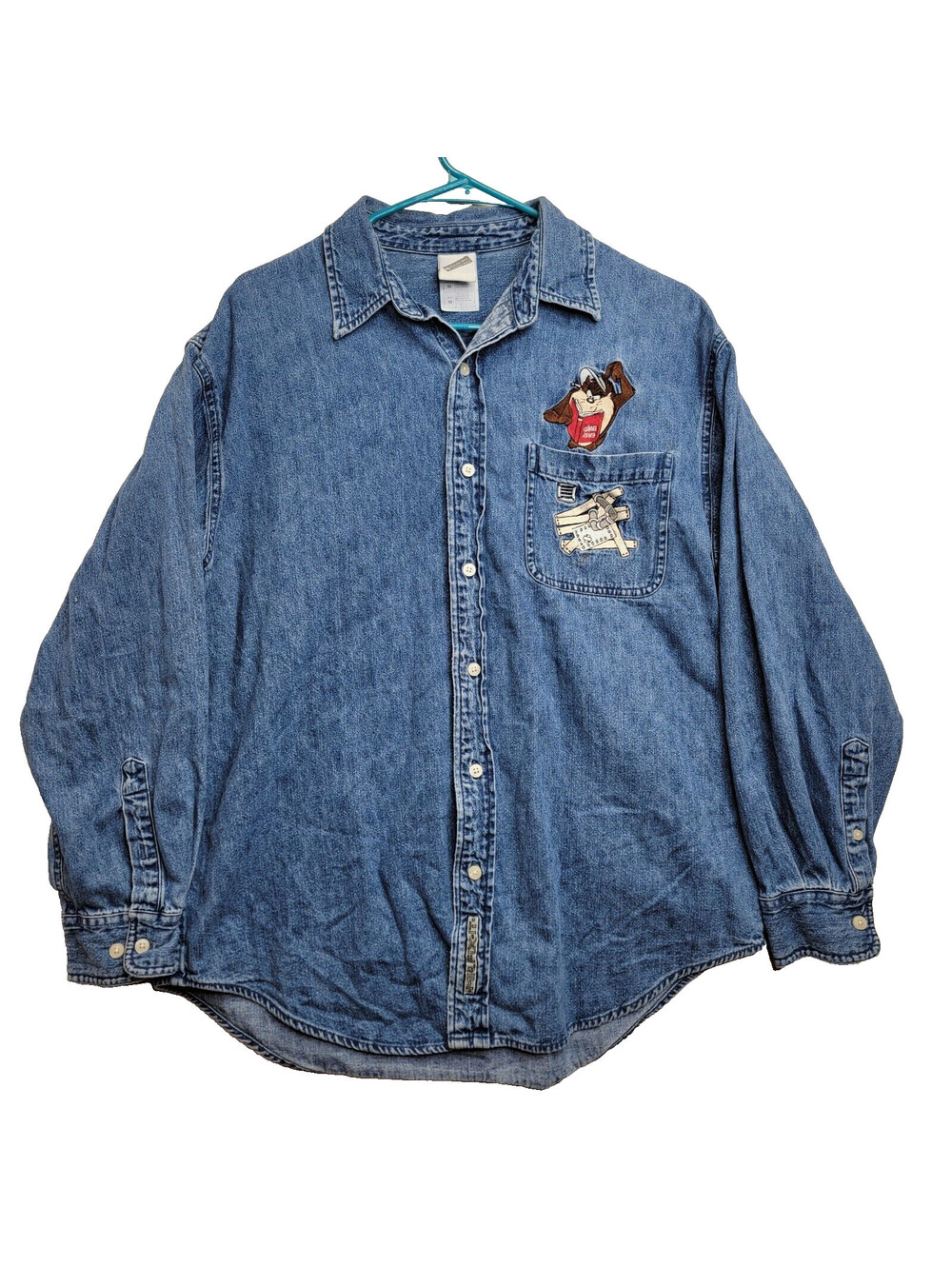 Warner Bros Studio Store MR Fix It Long Sleeve Denim Taz Looney Tunes Shirt